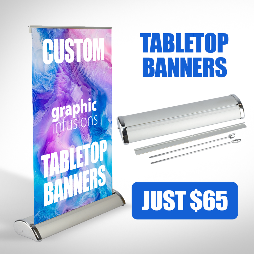 Custom Table Top Banner and Stand 11.5